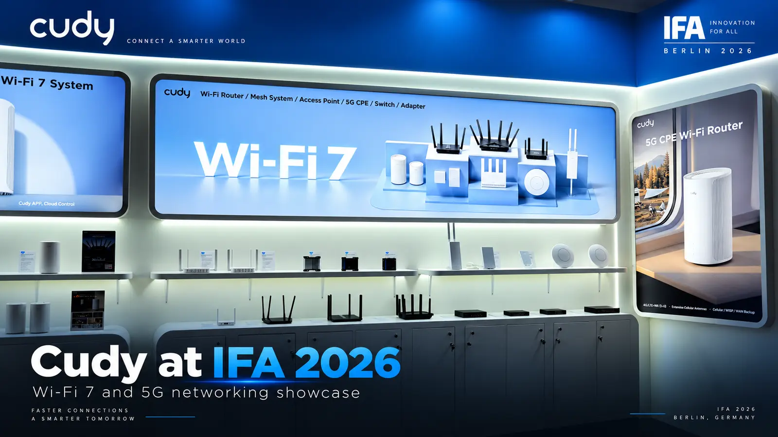 Cudy IFA 2026 pristatė Wi-Fi 7 ir 5G tinklų sprendimus