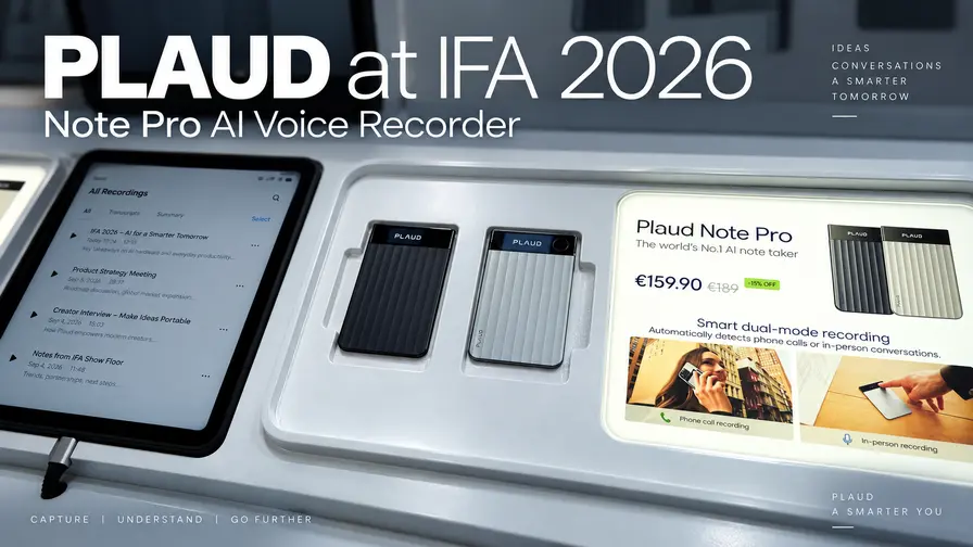 Plaud IFA 2026 pristatė pažangią AI įrašymo ekosistemą Plaud IFA 2026 pristatė pažangią AI įrašymo ekosistemą